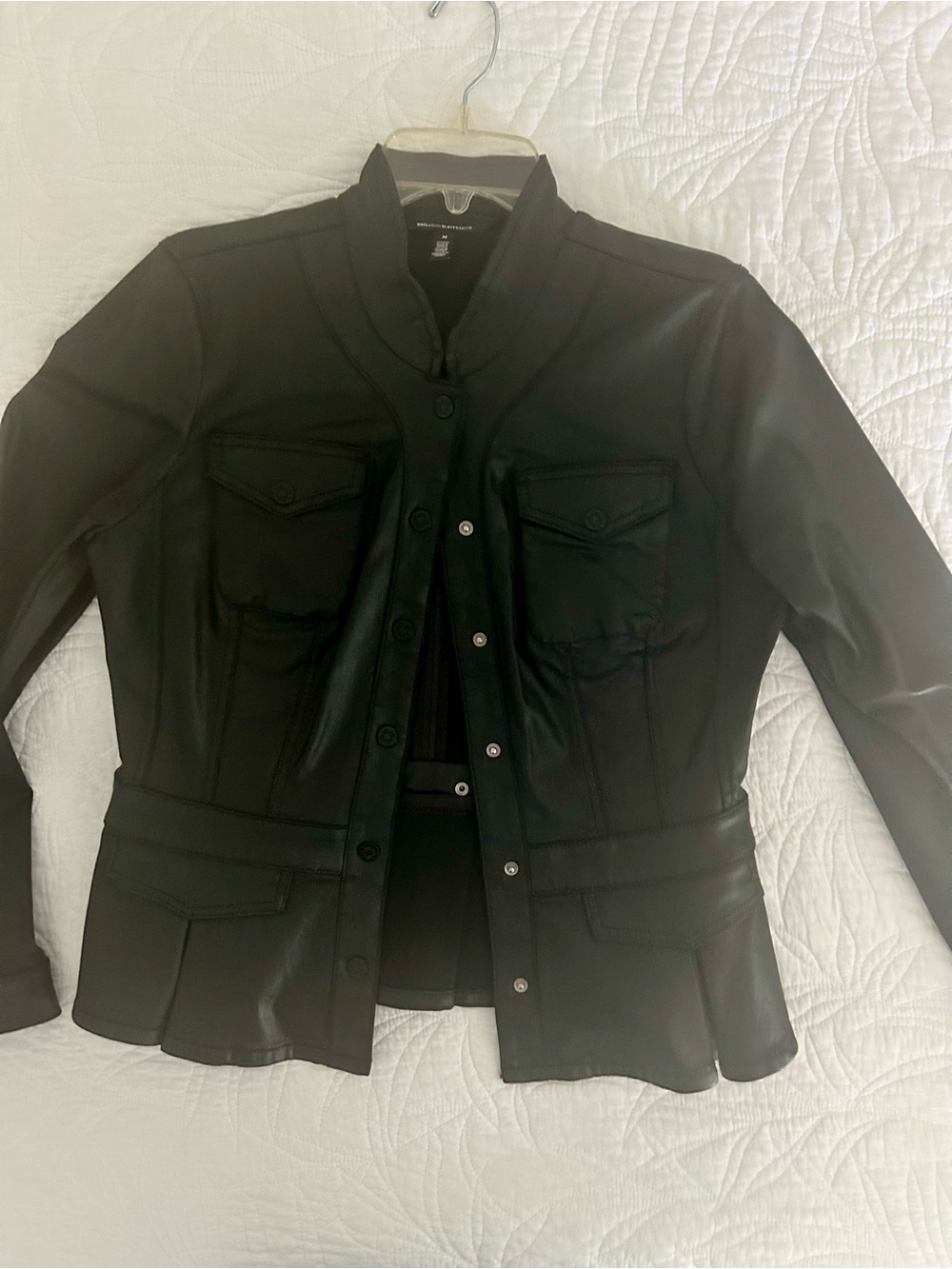 Black Glazed Twill Snap-Front Jacket - Women - Picture 3 of 4